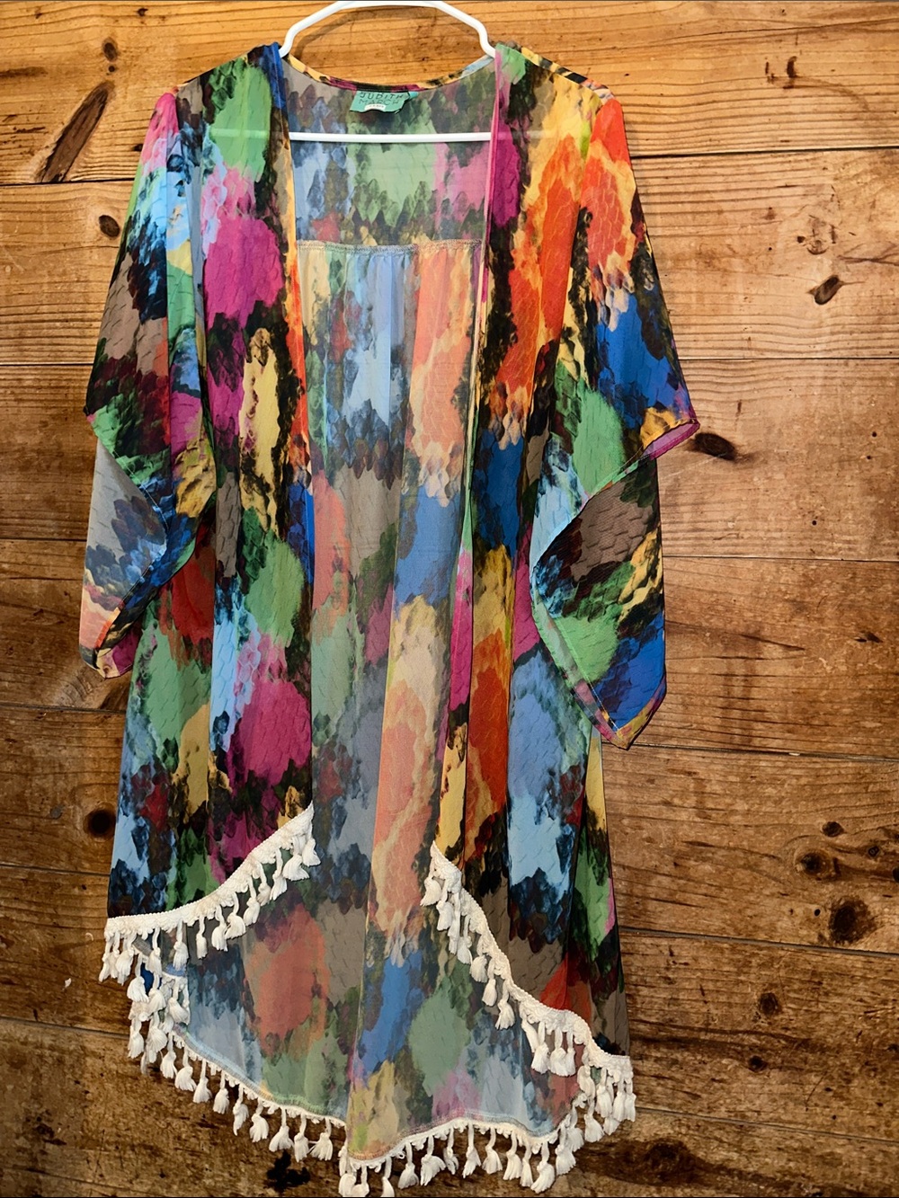 Judith March Colorful Watercolor Tassel Kimono